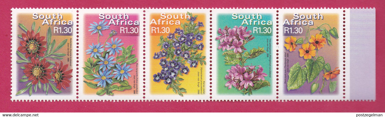 RSA, 2000, MNH Stamp(s)  , Strip Of 5 Flowers, SACC Nr(s).  1304-1308, Scannr. M9081 - Unused Stamps