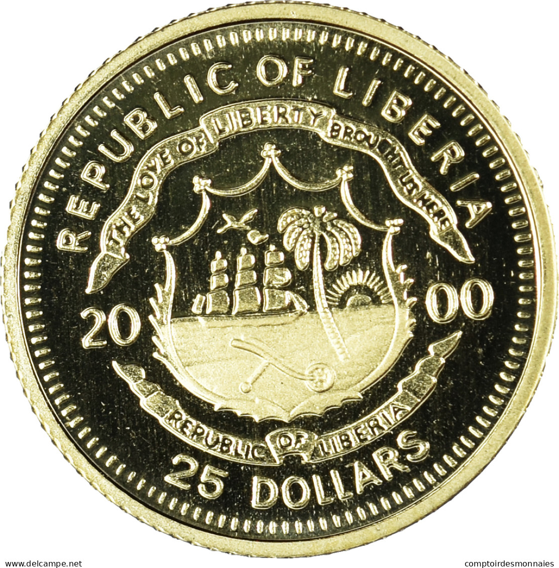 Monnaie, Libéria, Christophe Colomb, 25 Dollars, 2000, American Mint, FDC, Or - Liberia