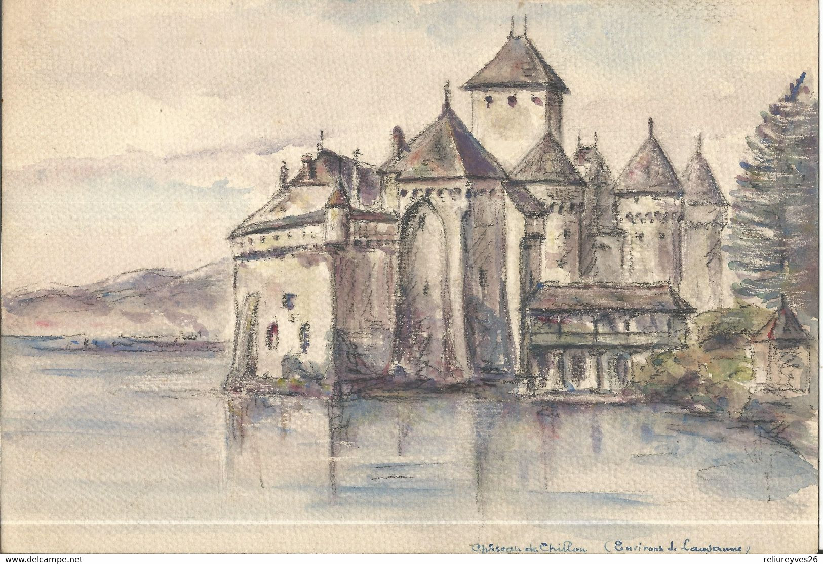 Dessin  , Château De Chillon ( Environs  De Lausanne Suisse ) - Dessins