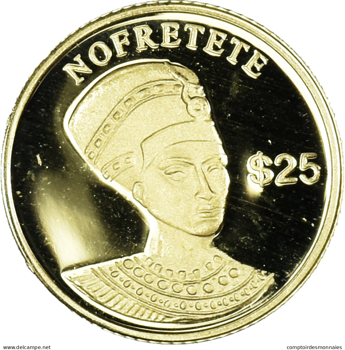Monnaie, Libéria, Néfertiti, 25 Dollars, 2000, American Mint, FDC, Or - Liberia