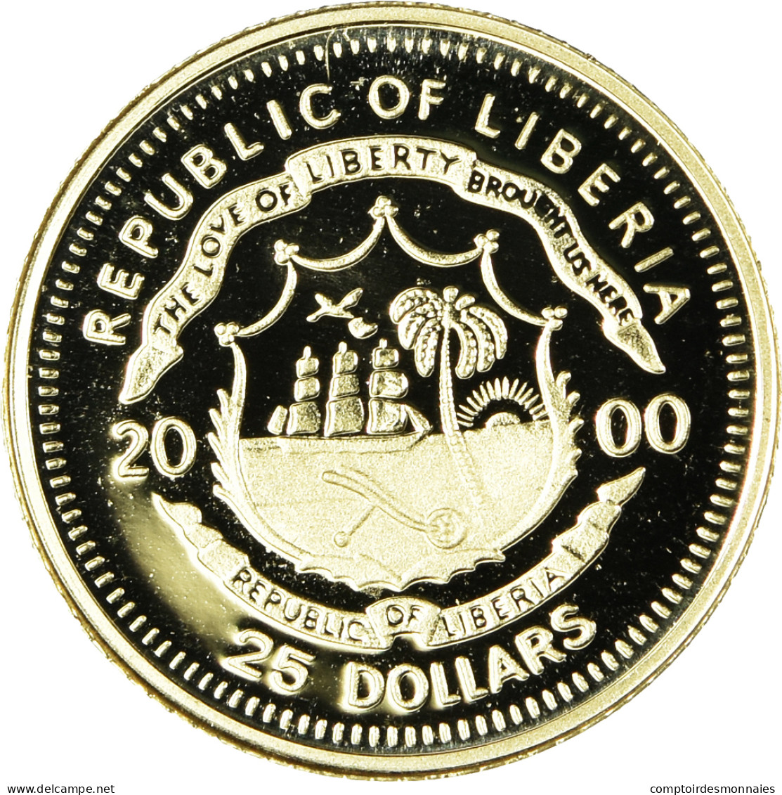 Monnaie, Libéria, Napoléon I, 25 Dollars, 2000, American Mint, FDC, Or - Liberia