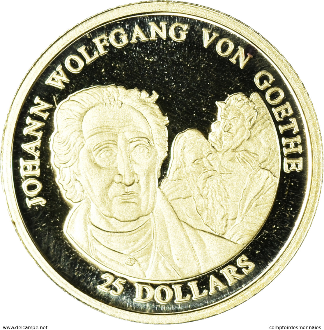 Monnaie, Libéria, Goethe, 25 Dollars, 2001, American Mint, FDC, Or - Liberia