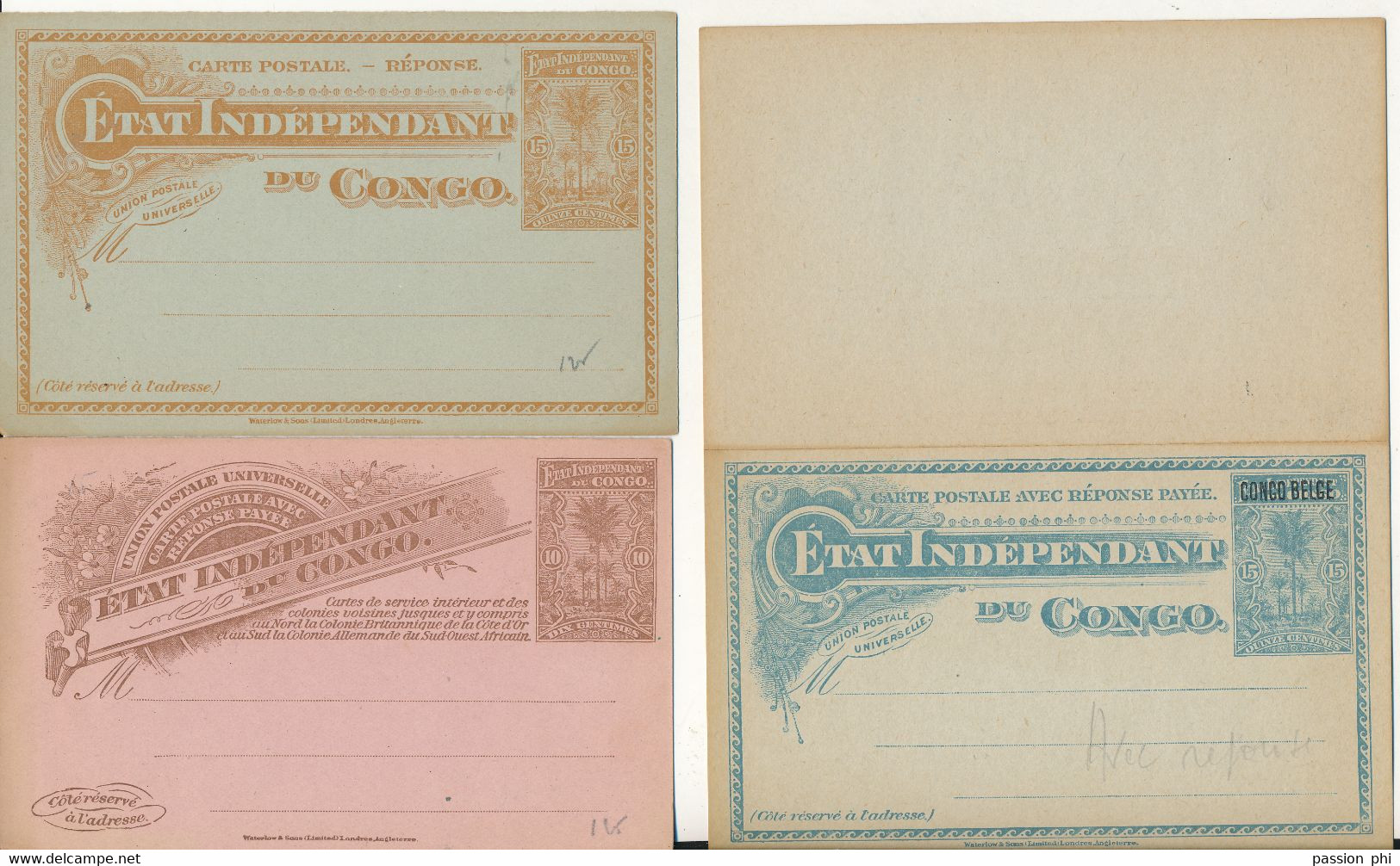 BELGIAN CONGO PS SMALL UNUSED SELECTION - Stamped Stationery