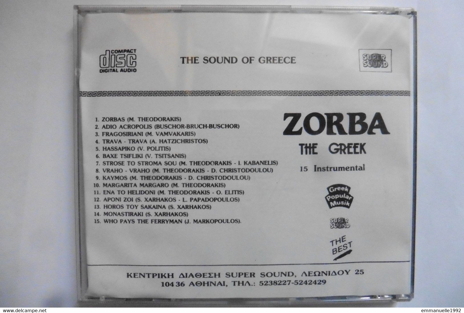 CD Zorba The Greek Le Grec - The Sound Of Greece 15 Titres Instrumental RARE ! - Musiques Du Monde