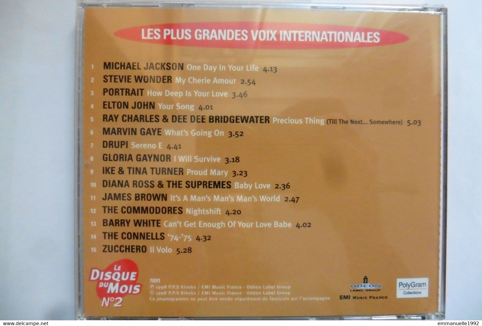 CD Les Plus Grandes Voix Internationales Michael Jackson James Brown Barry White Ray Charles Marvin Gaye Tina Turner... - Compilations