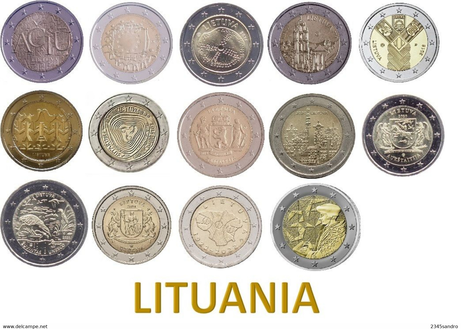 LITUANIA COLLEZIONE COMPLETA 2 € EURO COMMEMORATIVE 2015-2021 FDC (14 MONETE) - Litauen