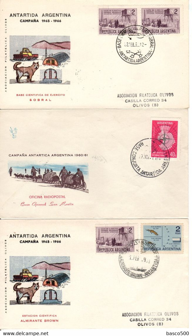 1960 & 1965 - 3 LSC ANTARTIDA ANTACTIQUE 3 Bases Différentes - Storia Postale