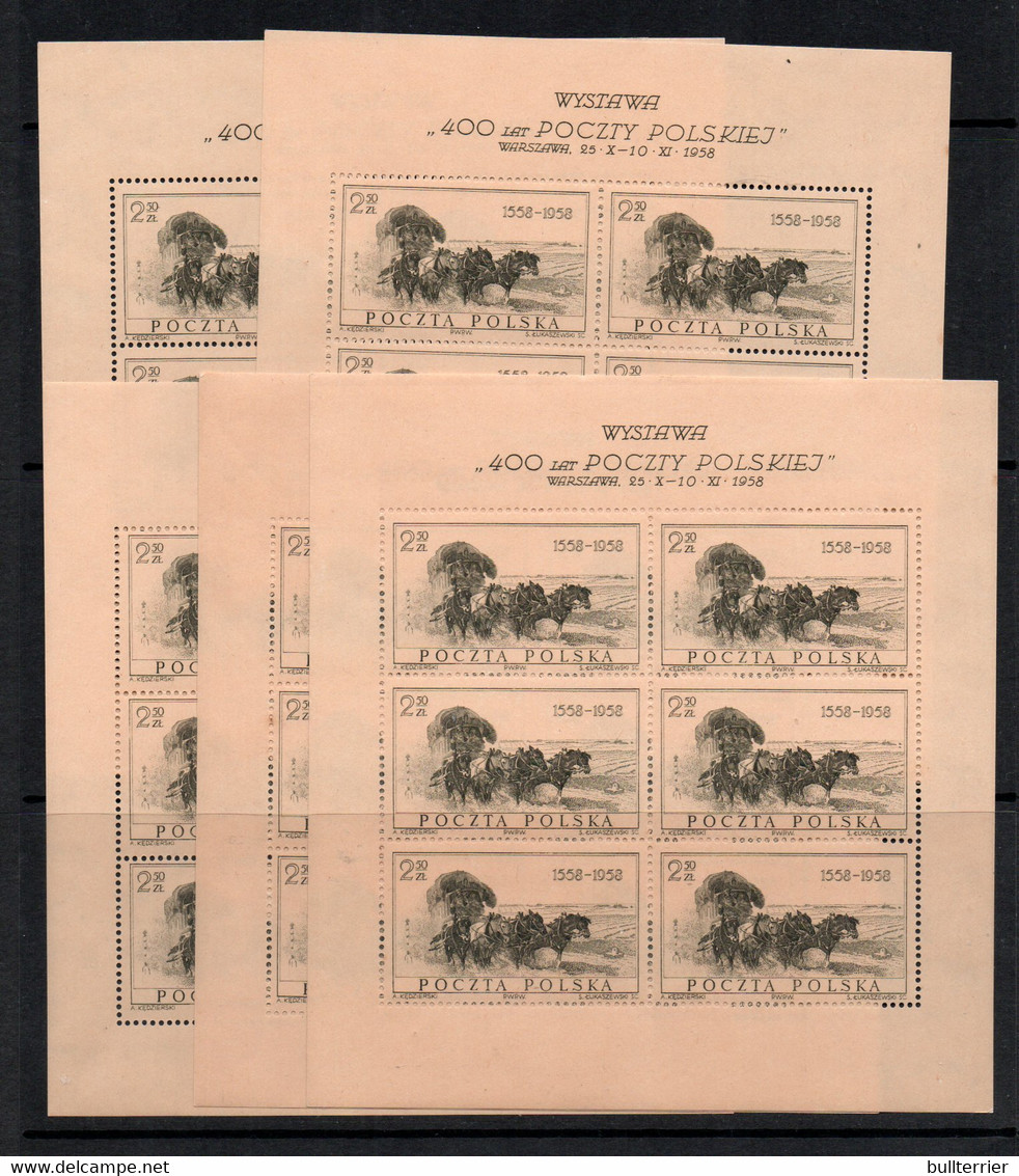 POLAND - 1958 - POLISH POSTAL SERVICE SHEETLETS OF 6 X 5  MINT NEVER HINGED, SG CAT £75 - Neufs