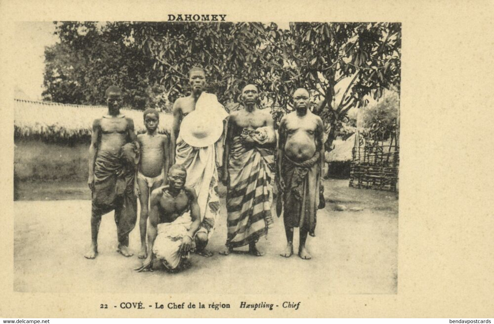 Dahomey Benin, COVÉ, Native Region Chief With Staff (1910s) Postcard - Dahomey