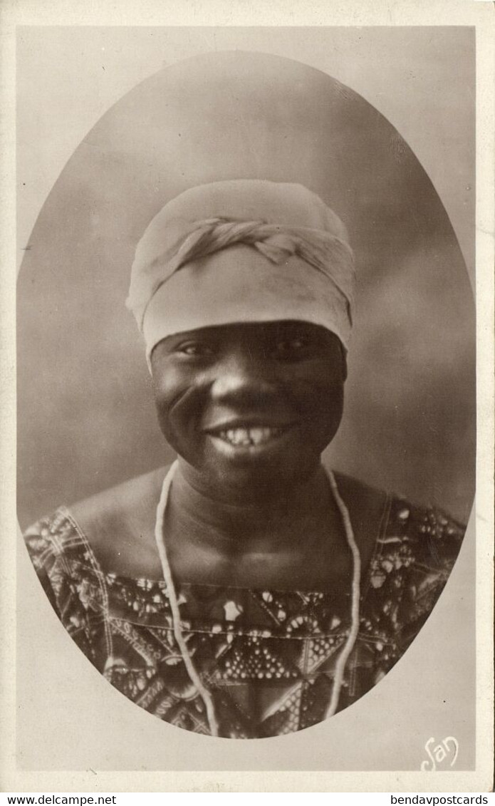 Dahomey Benin, Native Girl Scarification, Necklace Jewelry (1930s) RPPC Postcard - Dahomey