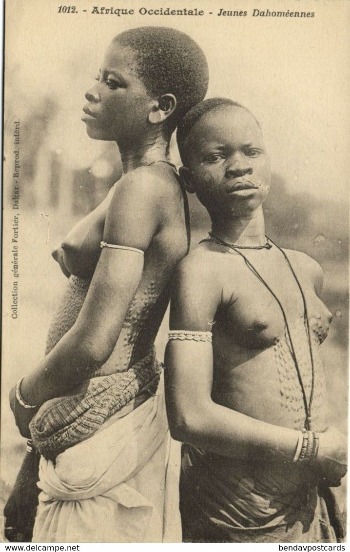 Dahomey Benin, Native Nude Women, Scarification (1910s) Fortier 1012 Postcard - Dahomey