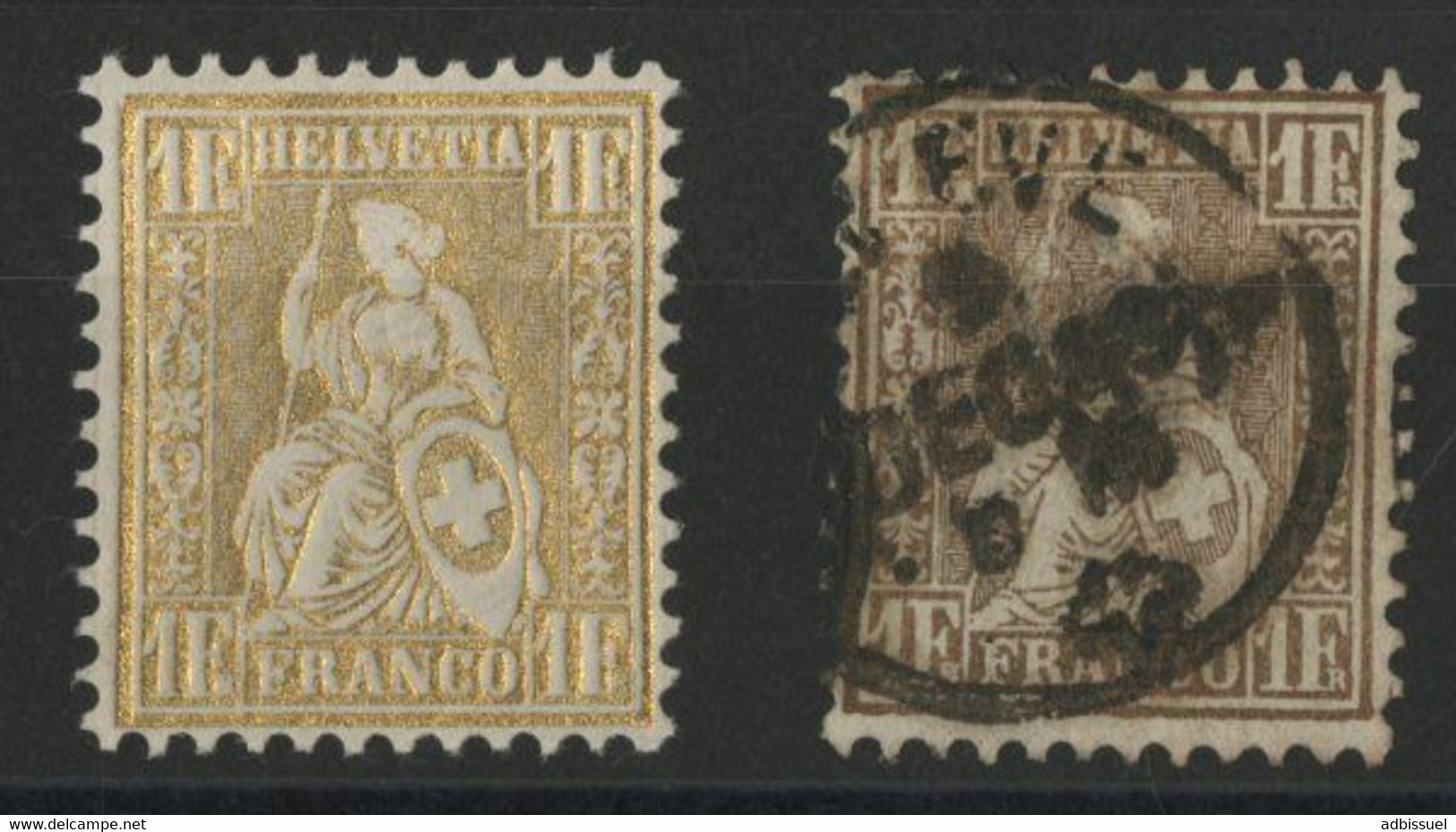 HELVETIA Assise 1862 N° 41 + 41b (Zu 36 + 36a) (bronze/rougeâtre) Cote 445 €, Oblitérés, Voir Description - Used Stamps