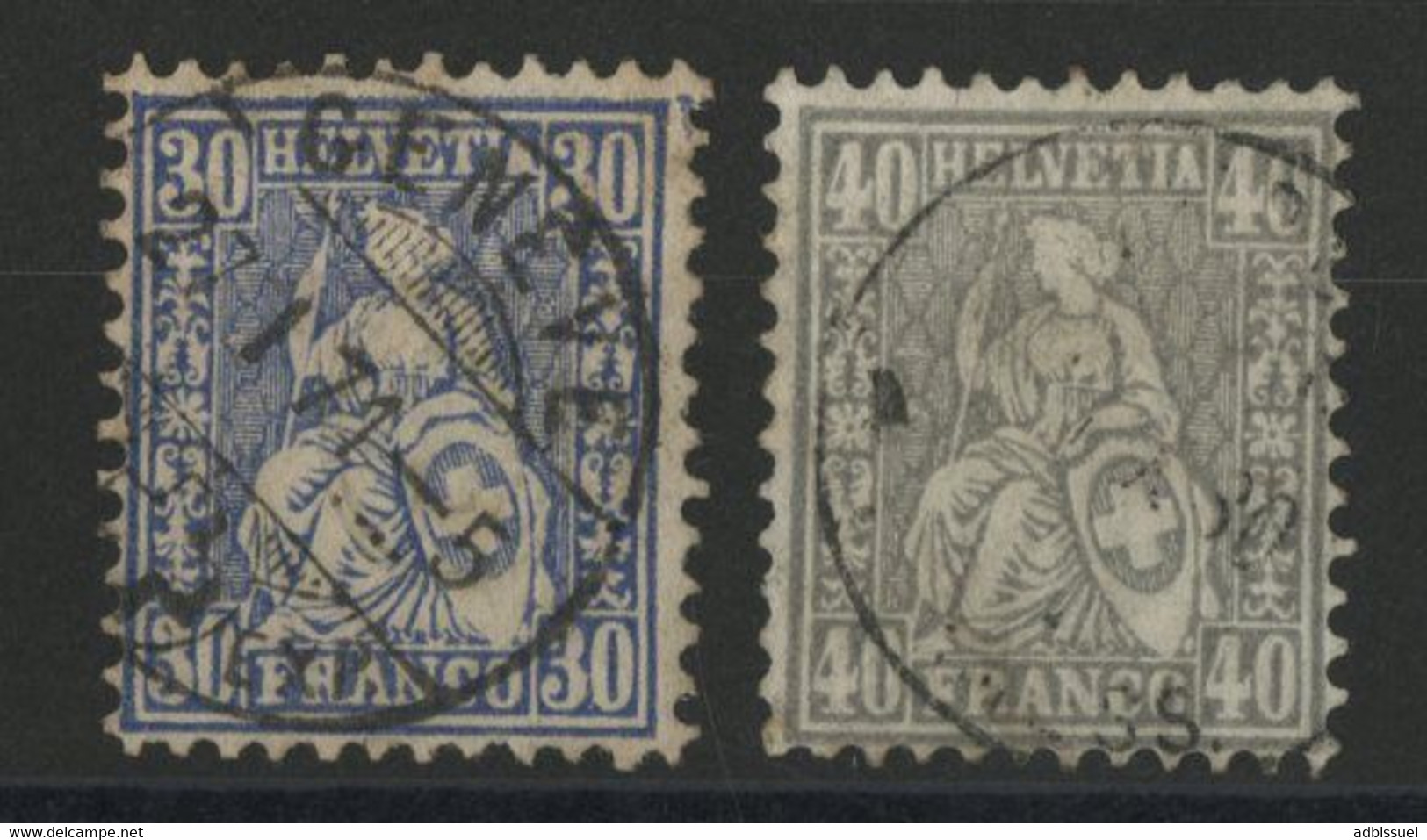HELVETIA Assise 1867 N° 46 + 47 (Zu 41 + 42) Cote 135 €, Oblitérés, Voir Description - Used Stamps