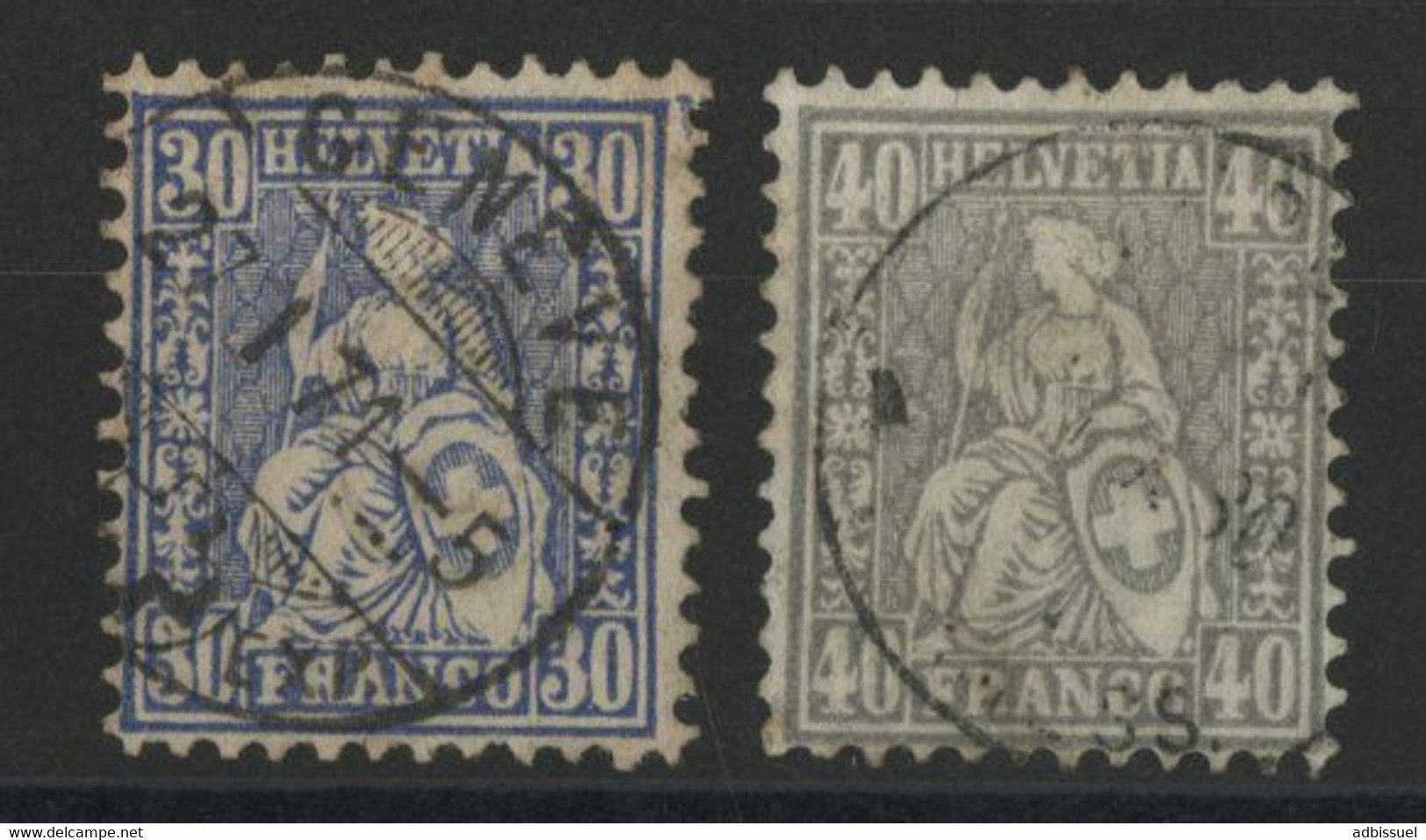 HELVETIA Assise 1867 N° 46 + 47 (Zu 41 + 42) Cote 135 €, Oblitérés, Voir Description - Usados