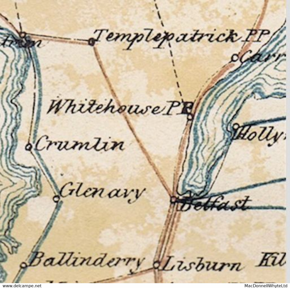 Ireland Belfast 1833 Letter London To Abbeylands With Block BELFAST/PENNY POST And Local Receiving House "No2" Of Whiteh - Préphilatélie