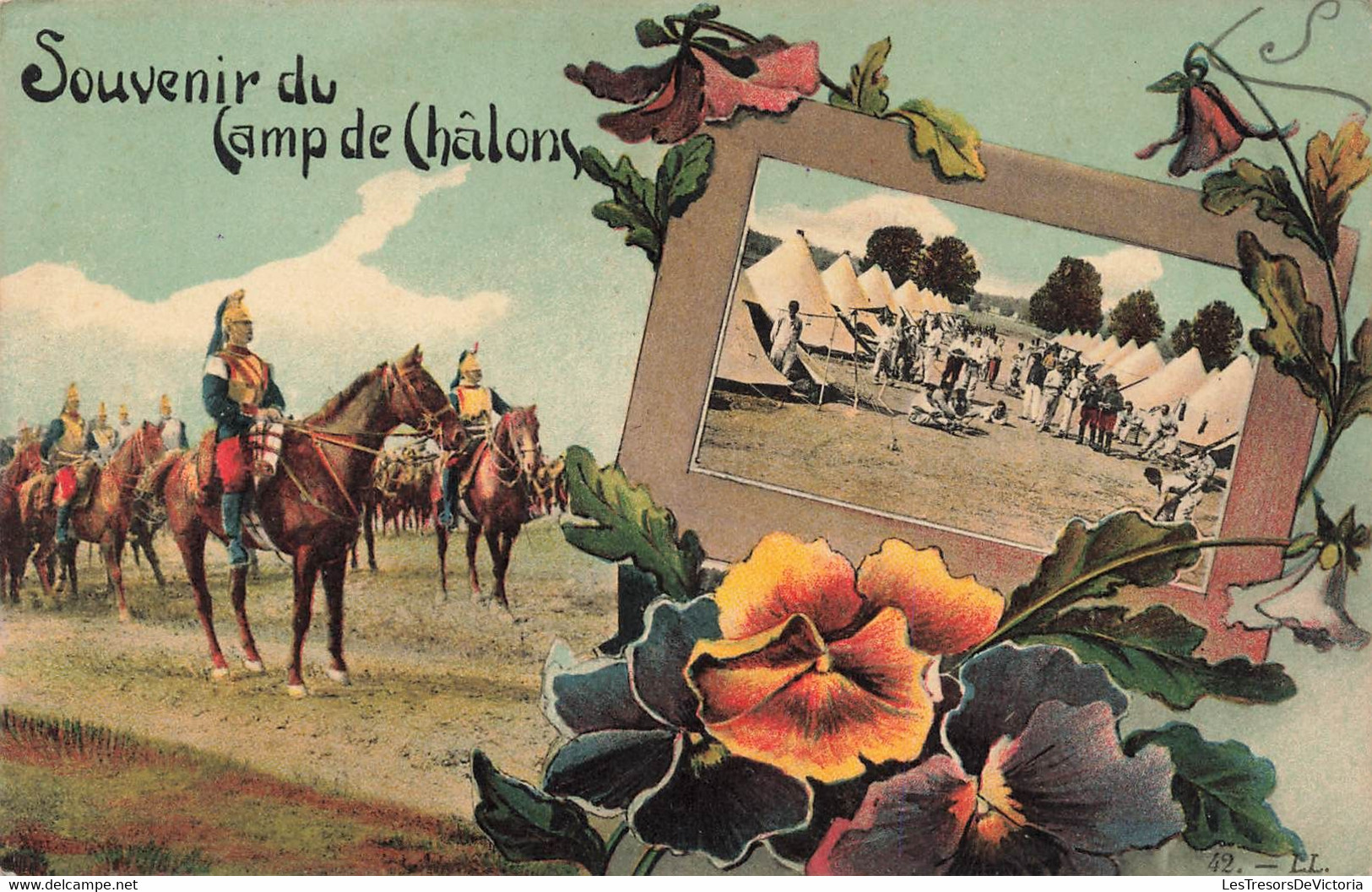 CPA Souvenir Du Camp De Chalons - Militaria - Fantaisie Et Vue Du Camp - Gruss Aus.../ Grüsse Aus...