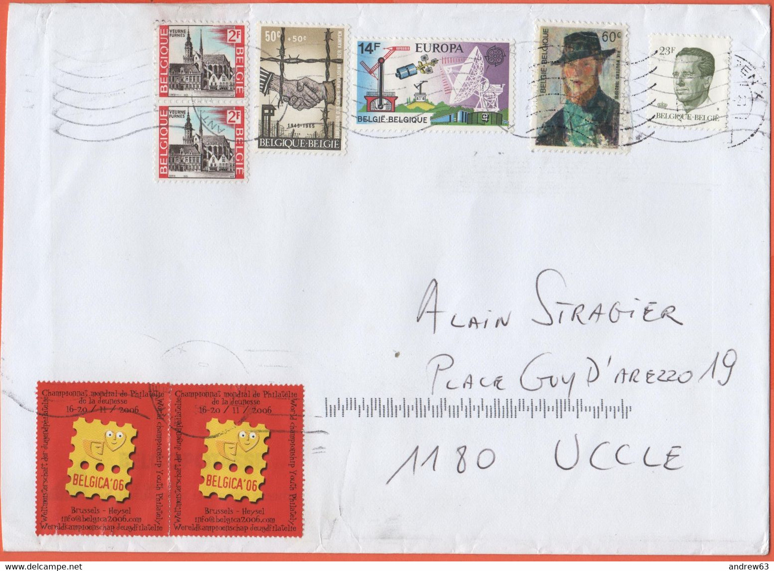 BELGIO - BELGIE - BELGIQUE - 2005 - 6 Stamps + 2 Cinderella Belgica '06 - Medium Envelope - Viaggiata Da Antwerpen Per U - Storia Postale