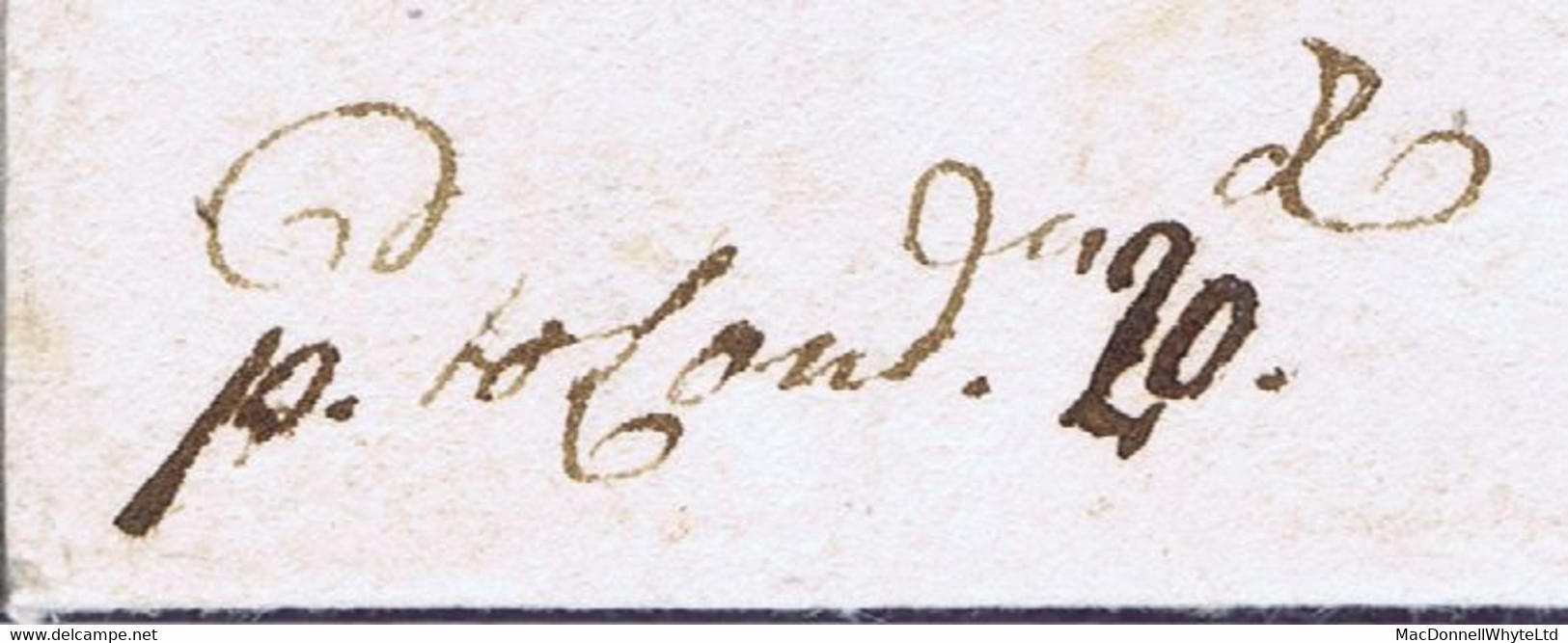 Ireland Cork 1715 Letter To Antwerp With Medium Black CORK On Face, Paid Double Rate To London - Prephilately