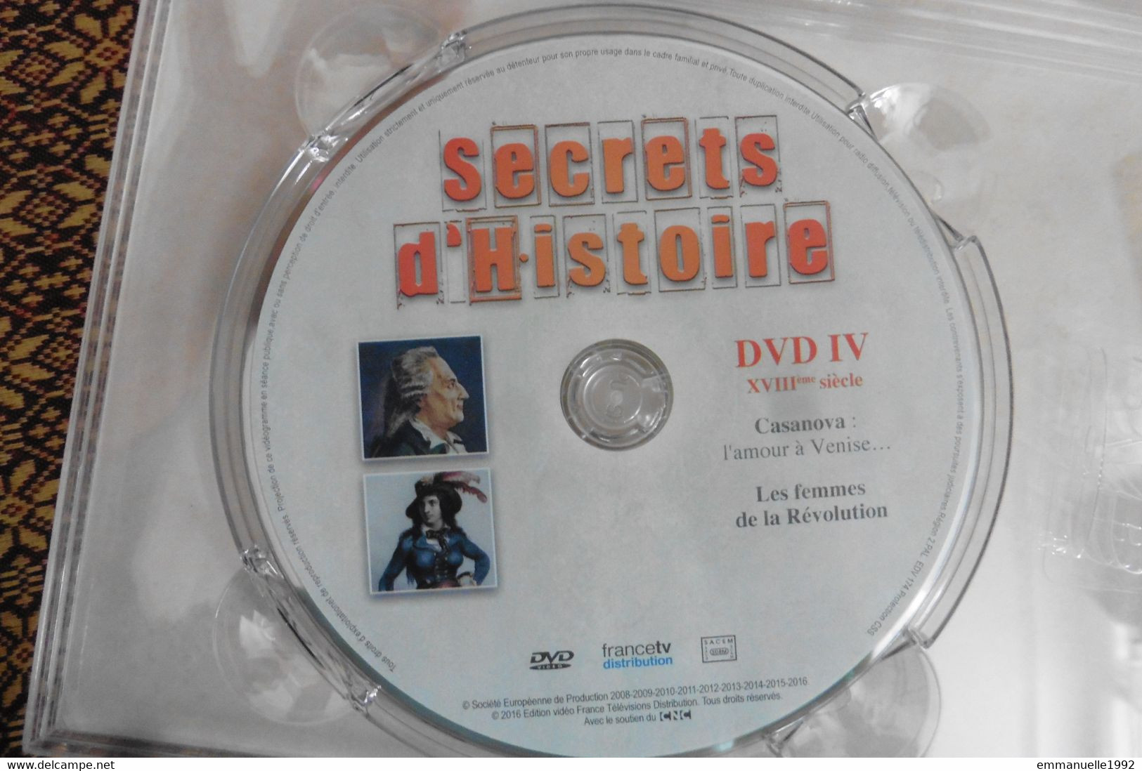 DVD Secrets D'Histoire Stéphane Bern - Casanova à Venise - Les Femmes De La Révolution - Sans Boitier - Dokumentarfilme