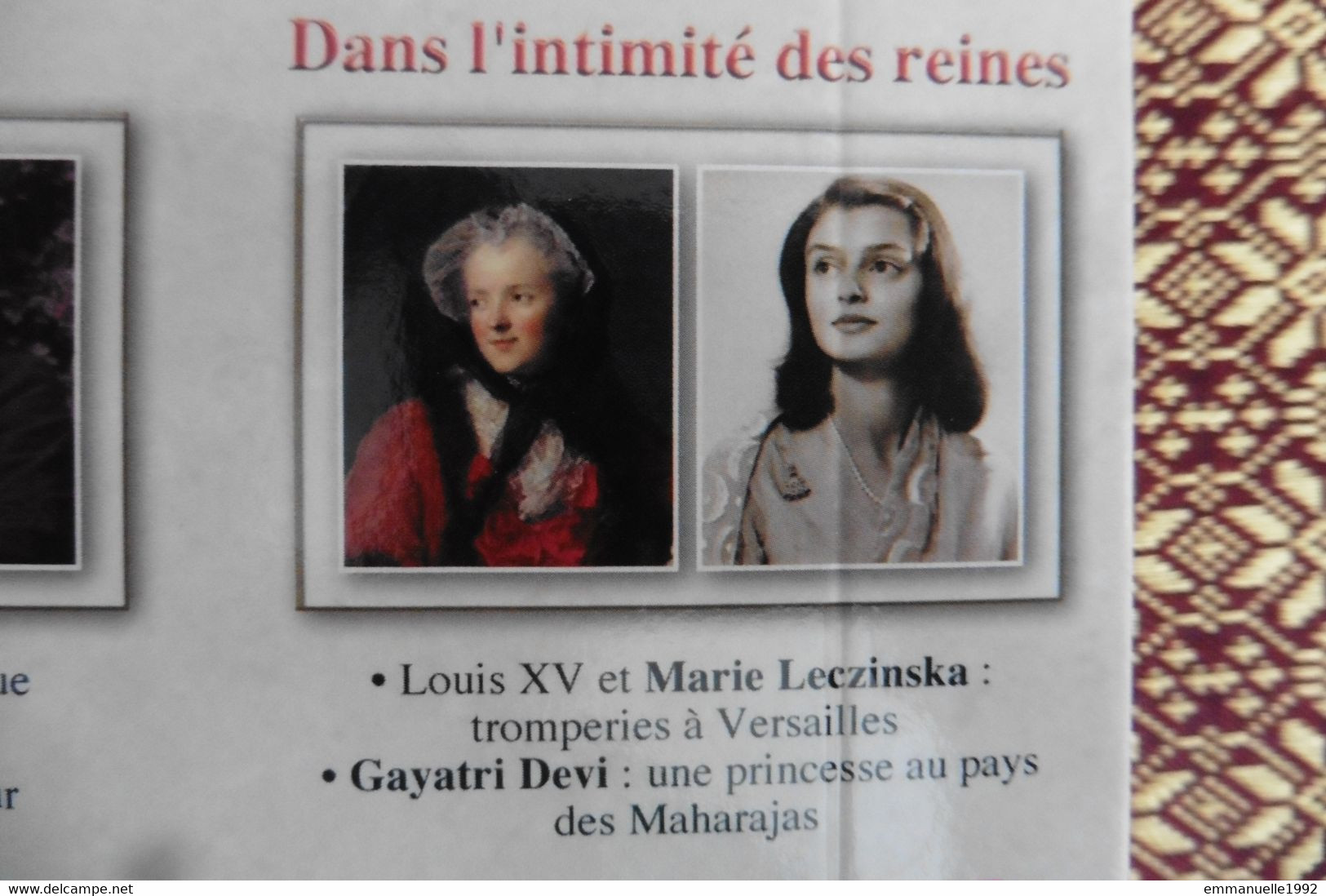 DVD Secrets D'Histoire Stéphane Bern - Marie Leczinska Louis XV - Gayatri Devi - Sans Boitier - Dokumentarfilme