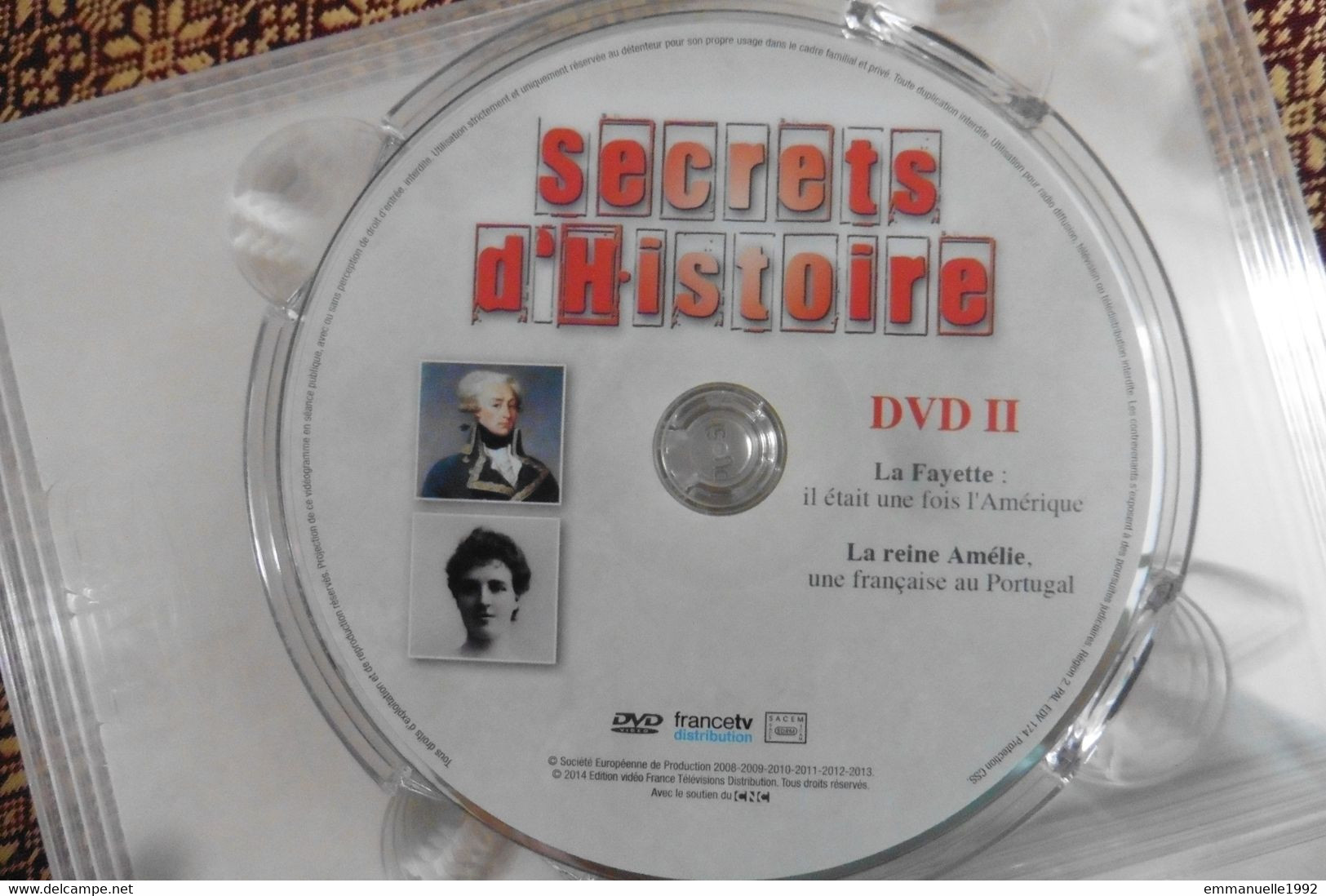 DVD Secrets D'Histoire Stéphane Bern - La Fayette - La Reine Amélie De Portugal - Sans Boitier - Documentaire