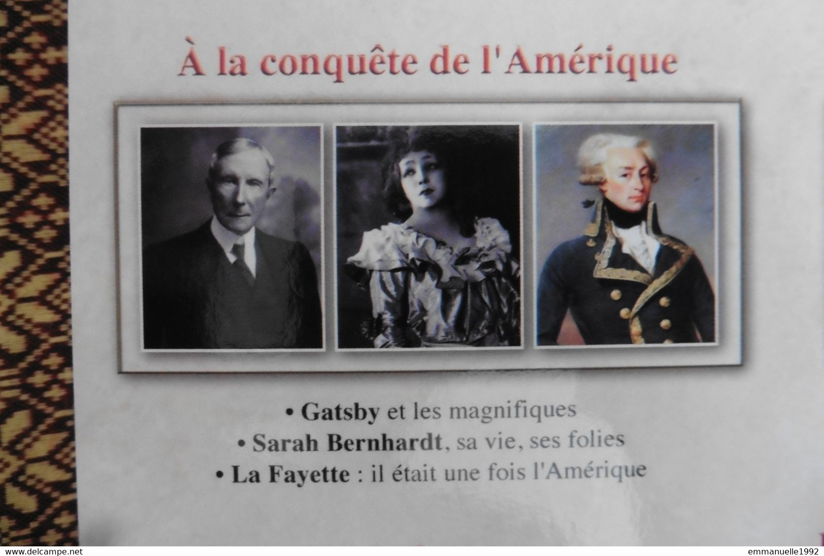 DVD Secrets D'Histoire Stéphane Bern - Gatsby Le Magnifique - Sarah Bernhardt - Sans Boitier - Documentary