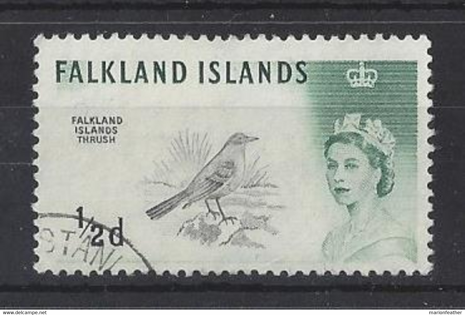 FALKLAND ISLAND...QUEEN ELIZABETH II...(1952-22.)....D.L.R.........HALFd.......SG193a.....VFU.... - Falkland Islands