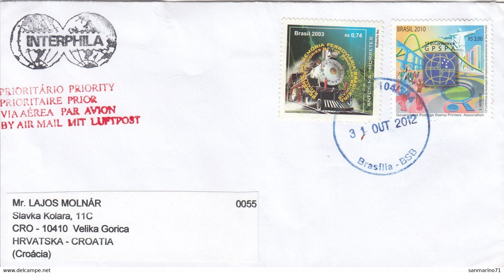 BRAZIL Cover Letter 80,box M - Storia Postale