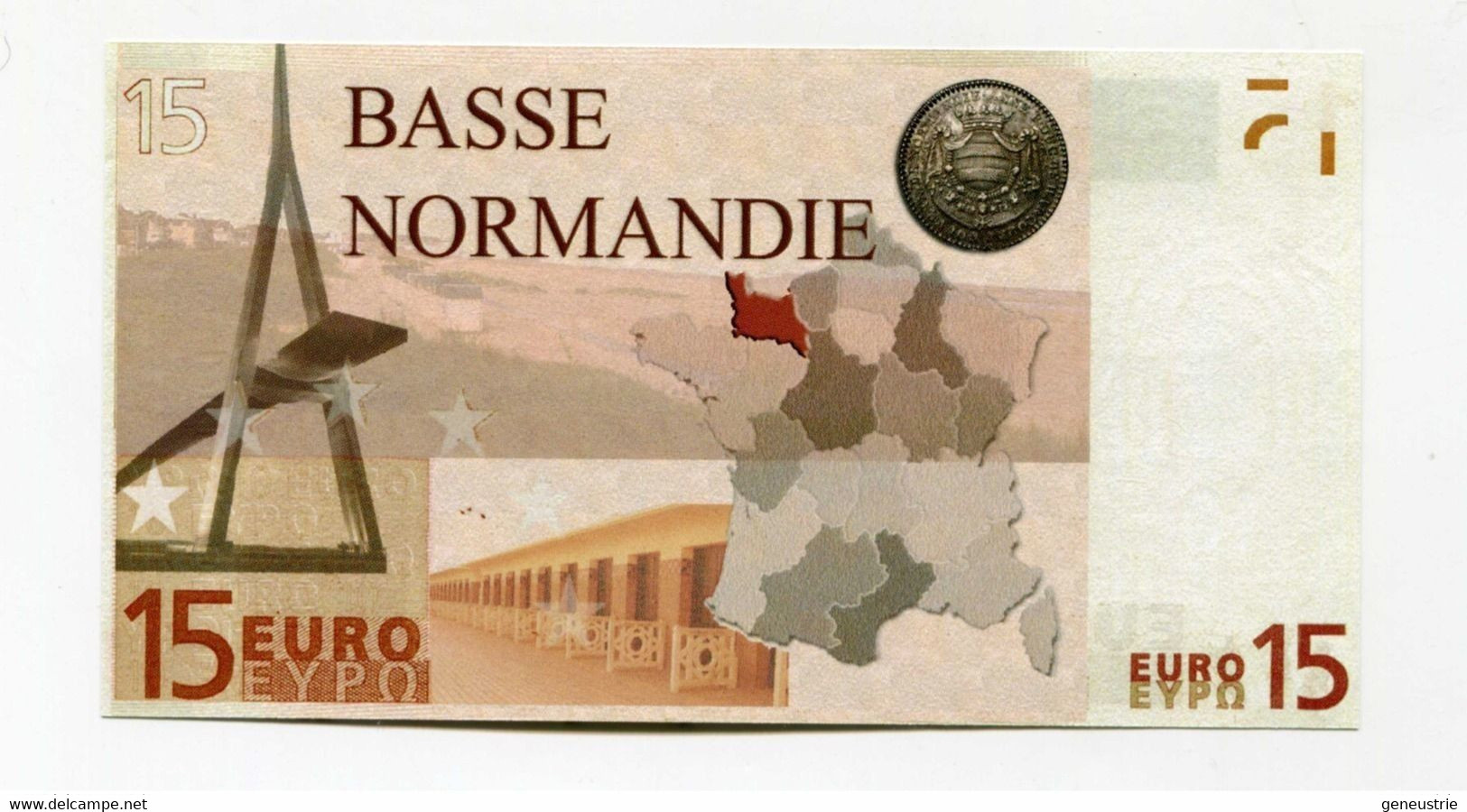 Beau Billet Fictif De 15 Euros "Basse-Normandie" CGB Collections Régions 2008 - Mont Saint Michel - Fiktive & Specimen