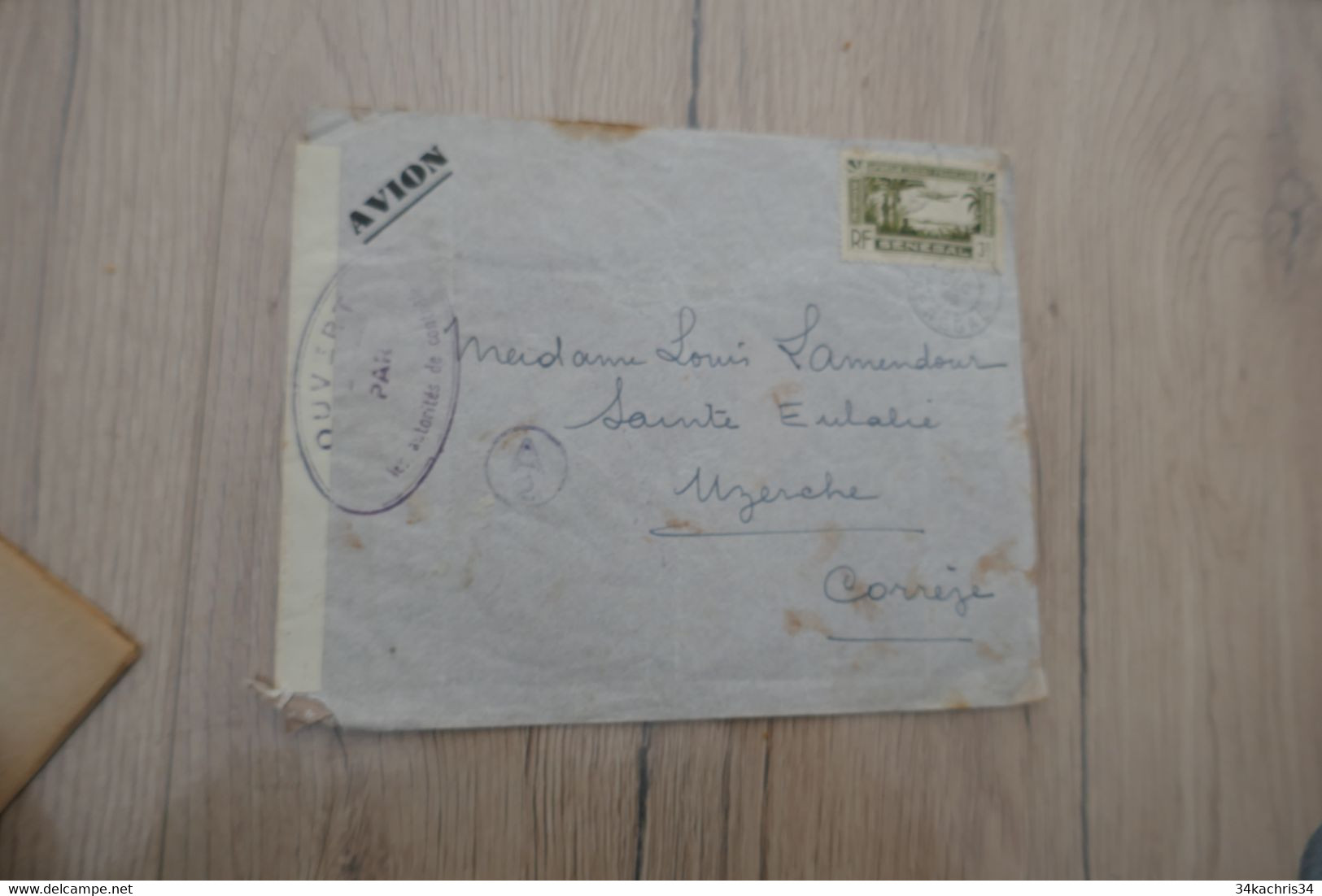 Lettre Colonies Françaises Sénégal 1 TP En Censure Pour Uzerche Corrèze 1944 - Lettres & Documents