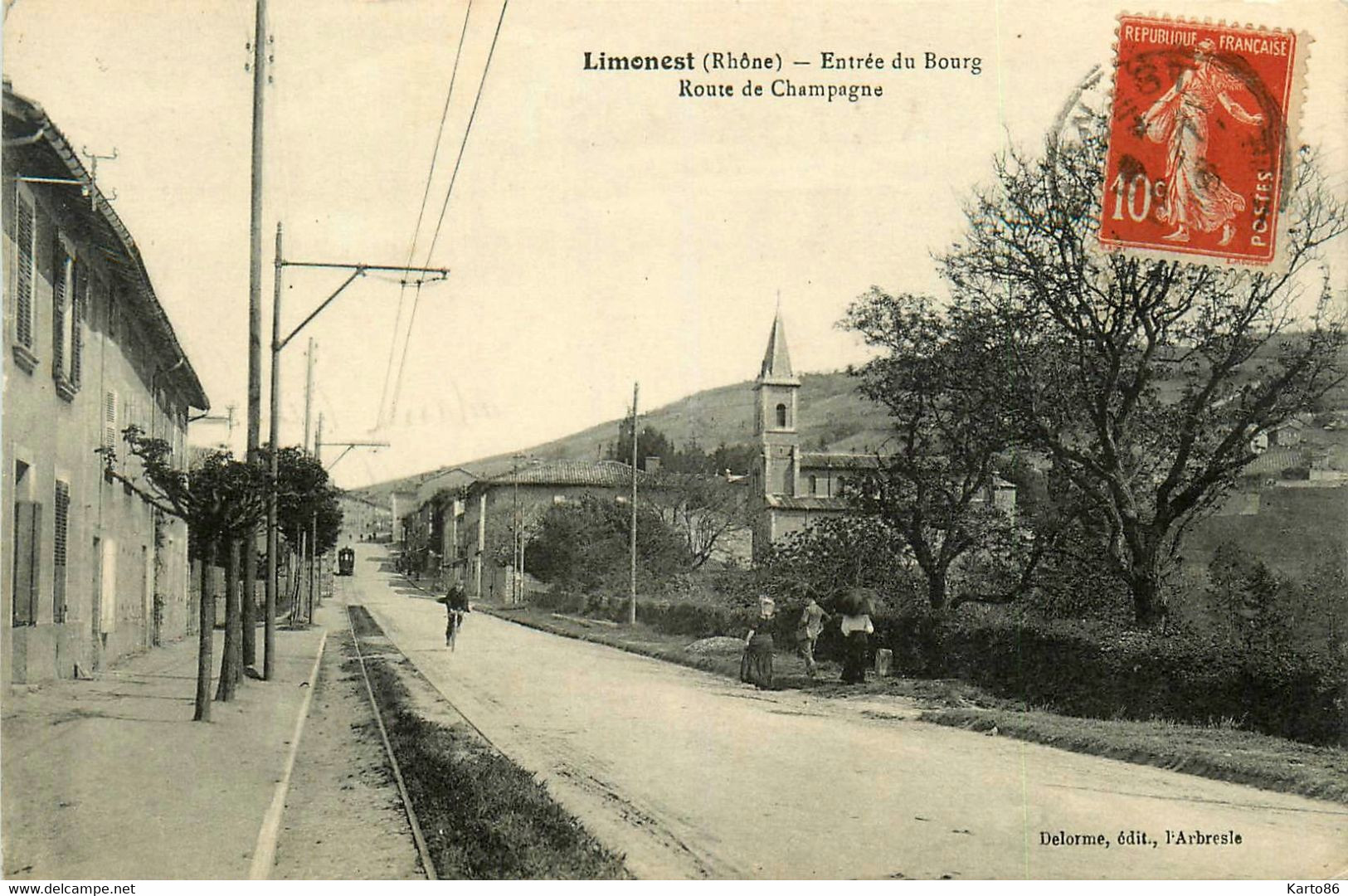Limonest * Route De Champagne , Entrée Du Bourg * Ligne Chemin Fer Tram Tramway - Limonest
