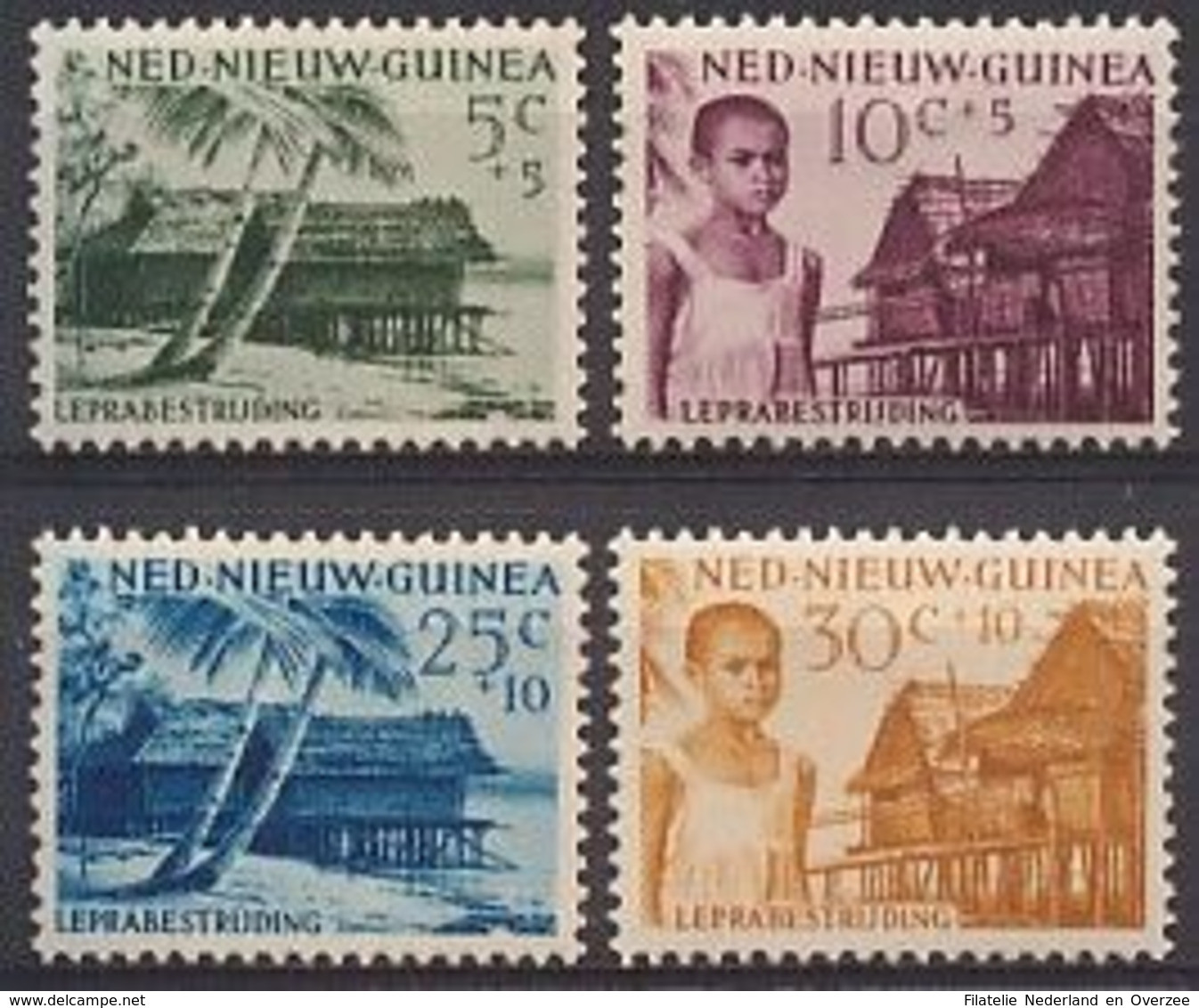 Nederlands Nieuw Guinea NVPH Nr 41/44 Postfris/MNH Leprazegels 1956 - Niederländisch-Neuguinea