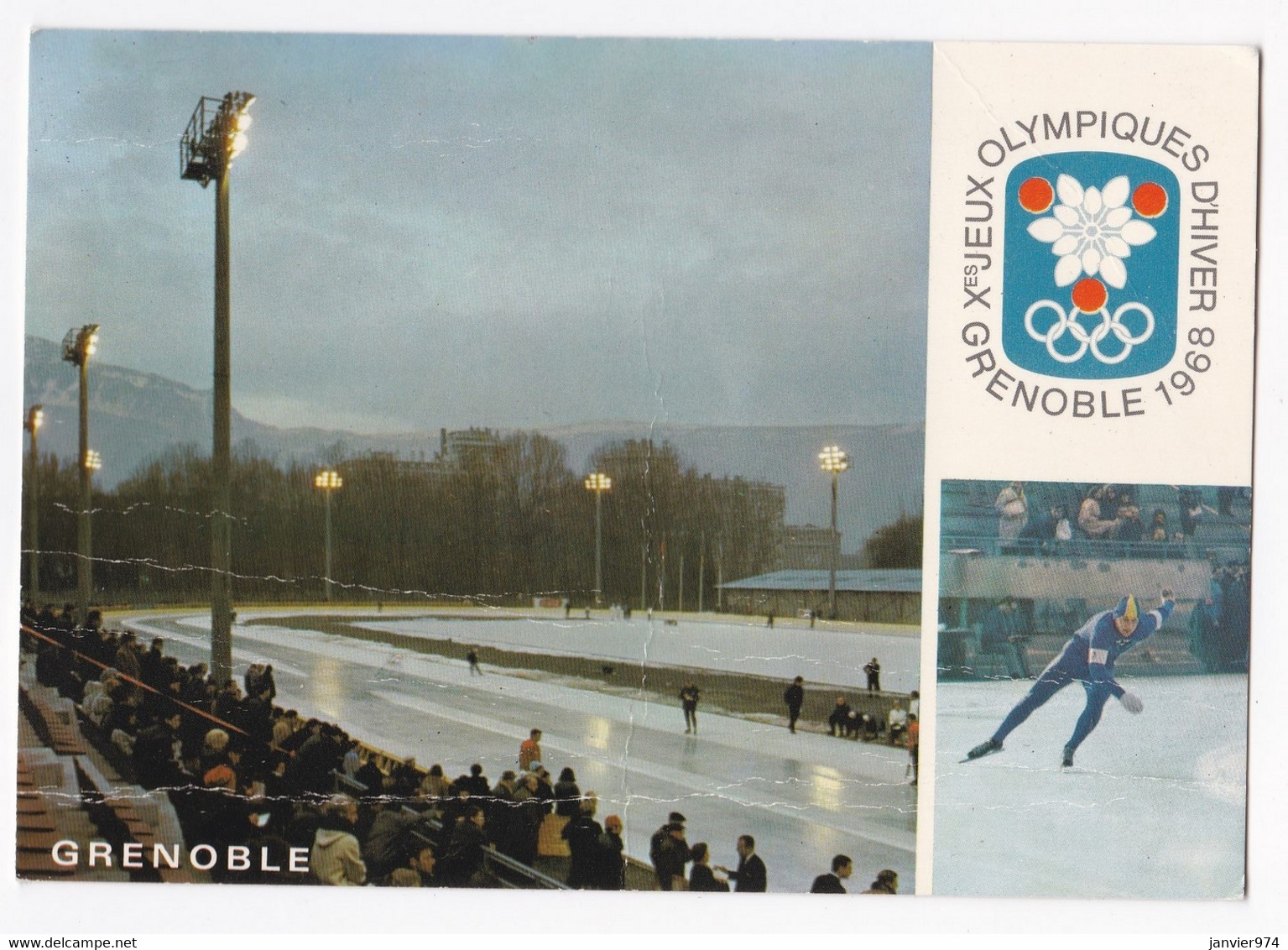 Jeux Olympique 1968 Grenoble CPA 1e Jour . Anneau De Vitesse , Avec 5 Timbres. - Grenoble