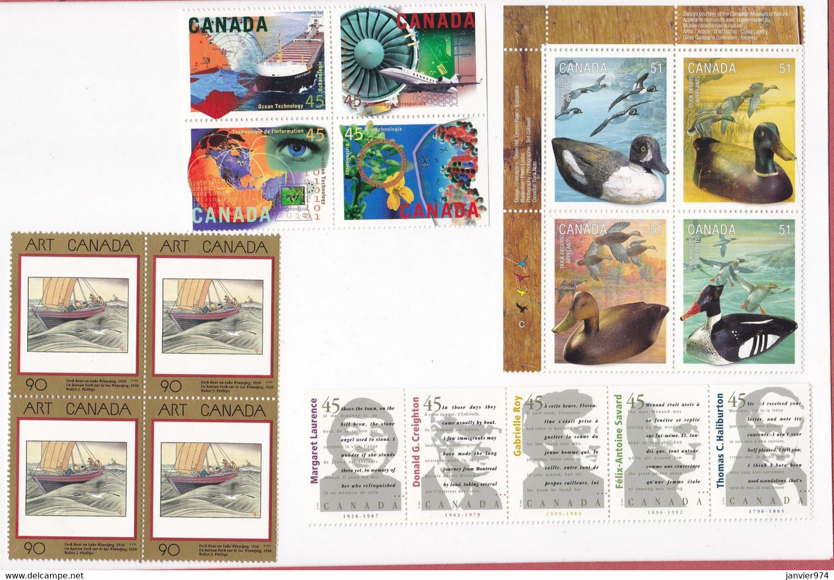 Canada ,  Plusieurs Blocs , Soit Au Total 86 Timbres Neufs , Voir 20 Scan Recto Verso. - Blocks & Sheetlets