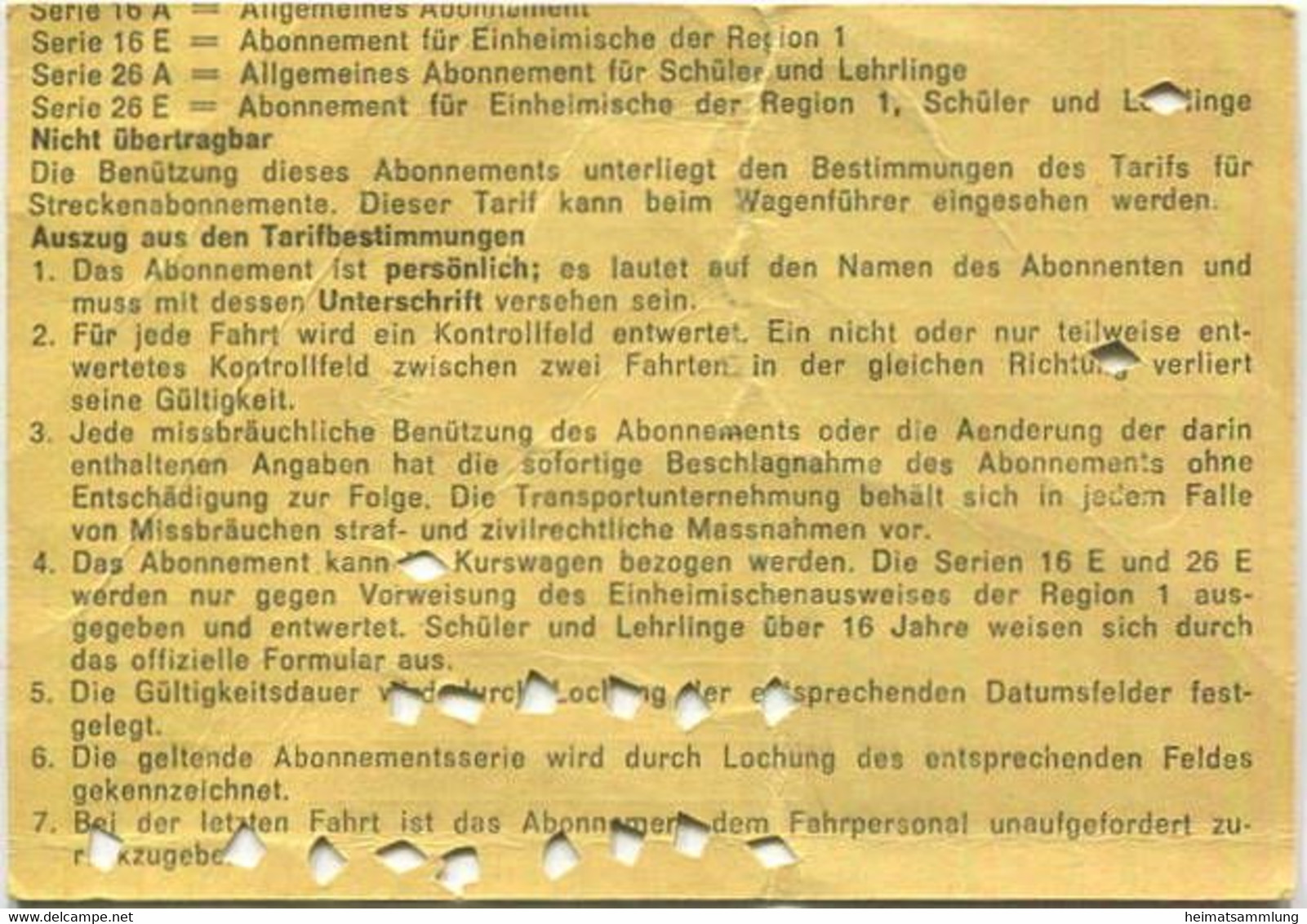 Schweiz - Autoverkehr Thun-Goldiwil-Heiligenschwendi AG - Namenabonnement 1964 - Europa