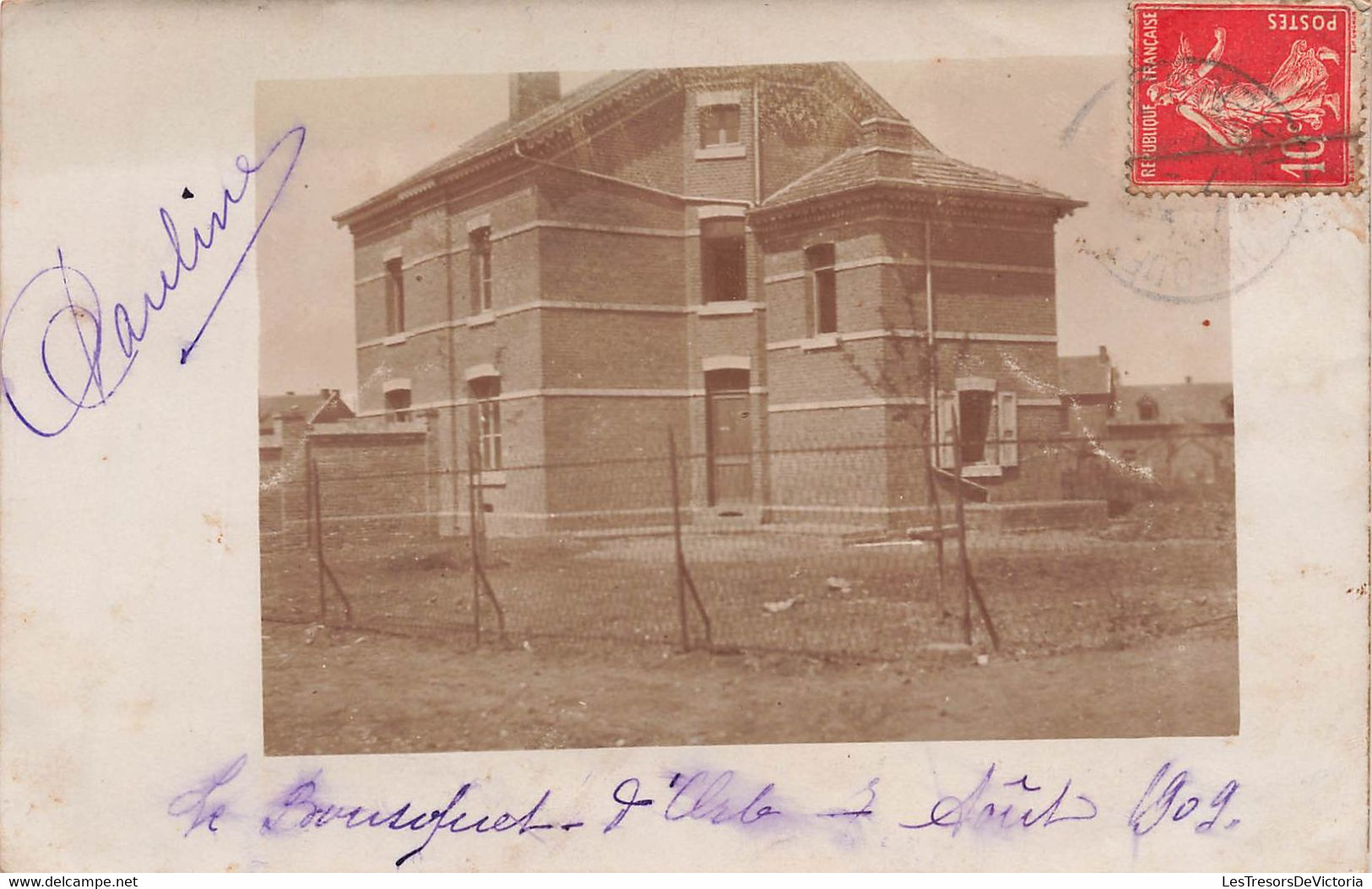 CPA Photo D'un Batiment - Maison Entourée De Grillage - Le Bousquet D'orb - 1909 - Oblitéré A Neuves Maisons - Photographie