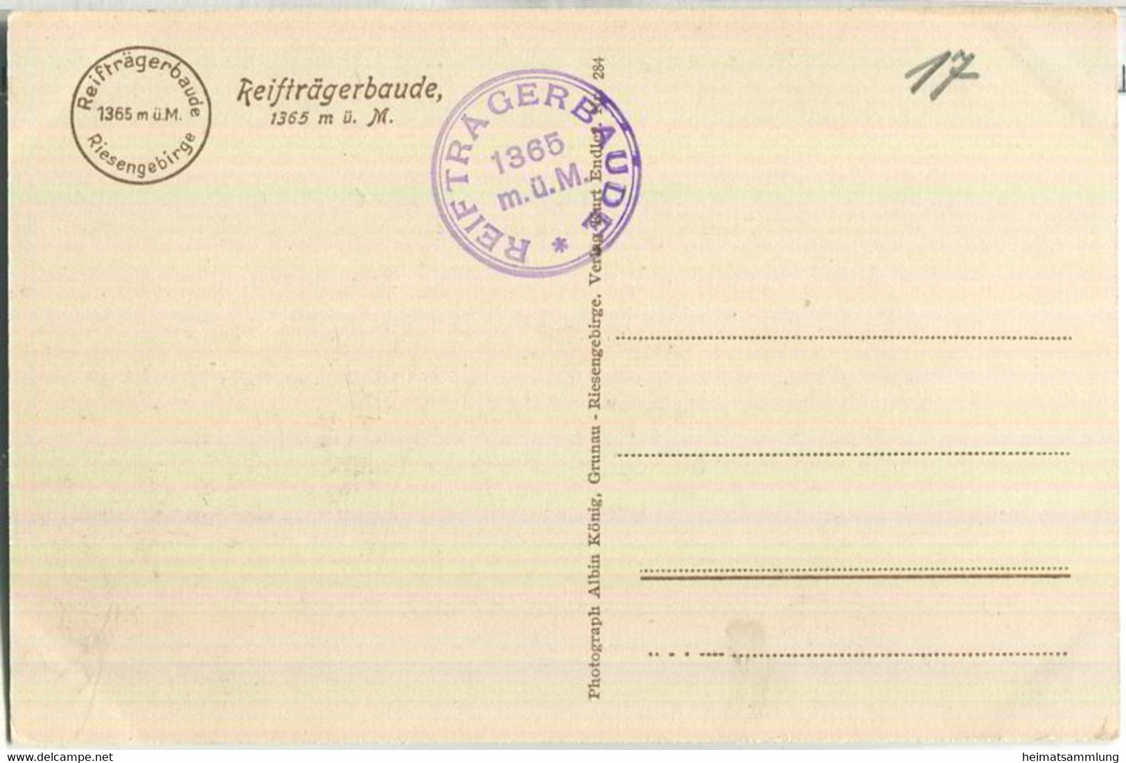 Riesengebirge - Reifträgerbaude - Verlag Kurt Endler - AK Ca. 1930 - Schlesien