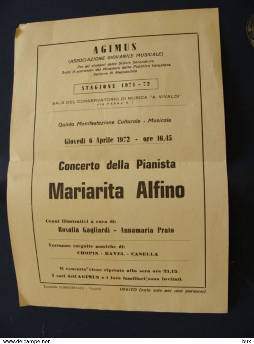 Anni 70 Mariarita Alfino Concerto Pianista Pianoforte Montecatini Alessandria New York Volanti E Programmi - Other & Unclassified