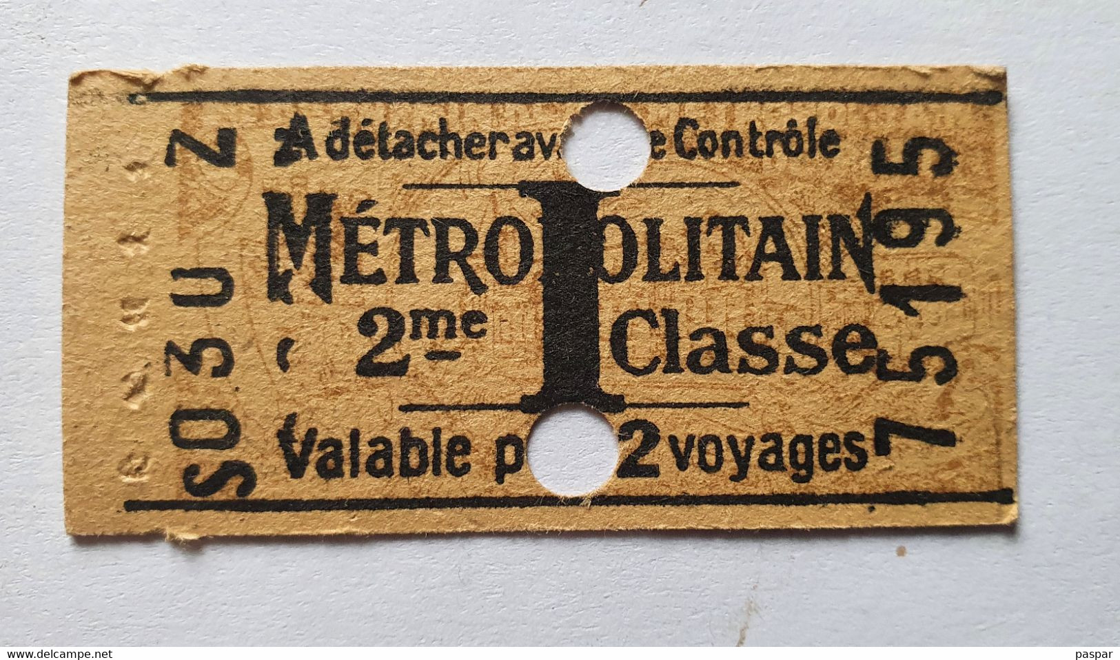 Ancien Ticket De Métro - Paris Métropolitain RATP - S030Z -  2ème Classe - Lettre I - Valable Pour 2 Voyages - Europe