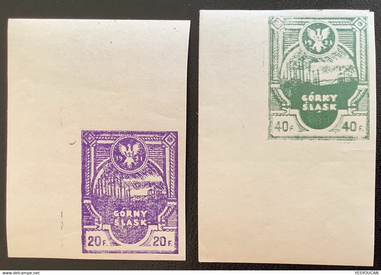 GEPR. GRUBER BPP LUXUS BOGENECKE ** Postfrisch Östliches Oberschlesien Insurgenten Ausgabe 1921 (MNH Gorny Slask Poland - Sonstige & Ohne Zuordnung