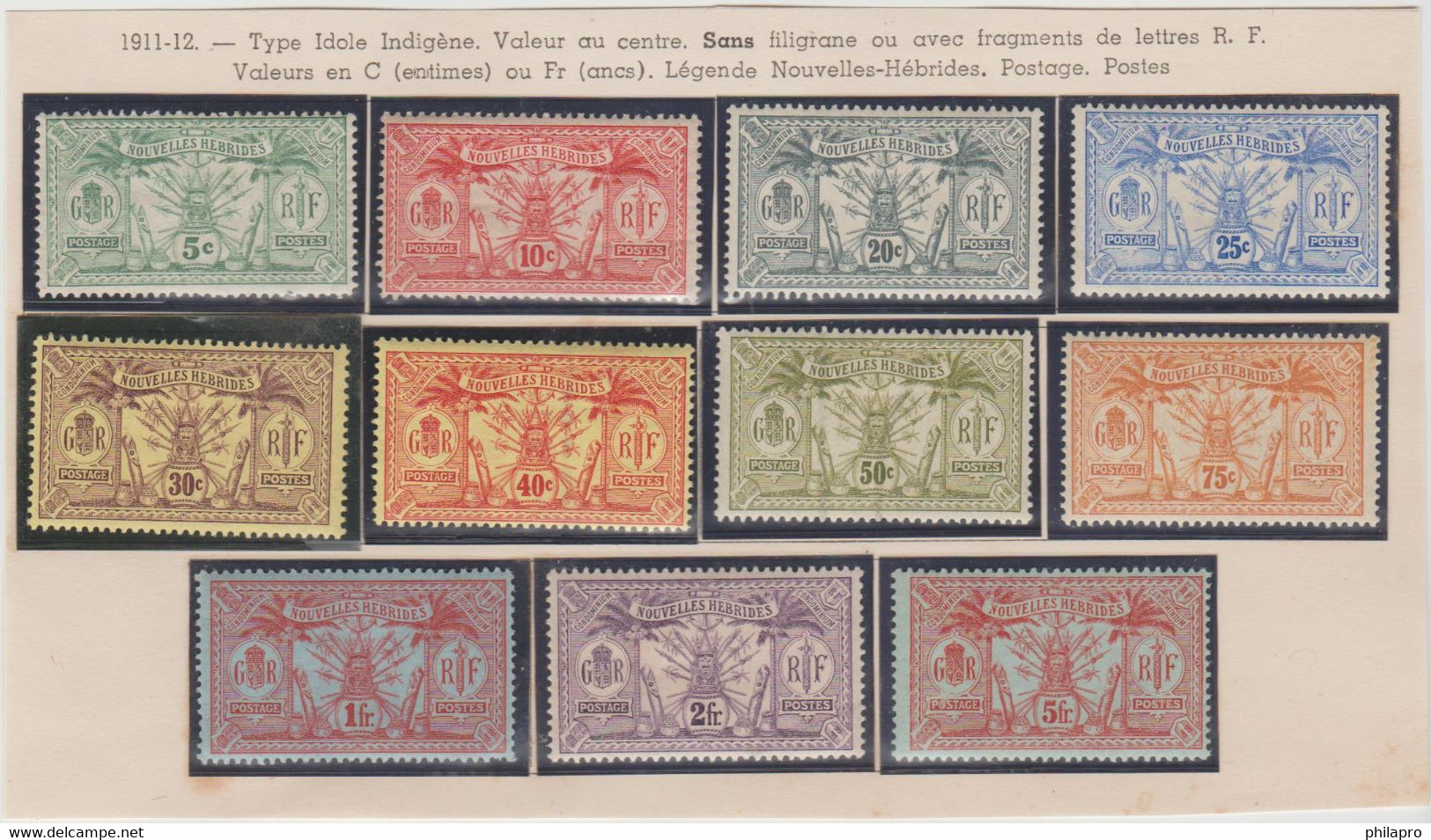 NOUVELLES  HEBRIDES  1911  Yvert  N°27/37  *MH  Complete Set  Ref.  741 T - Ongebruikt