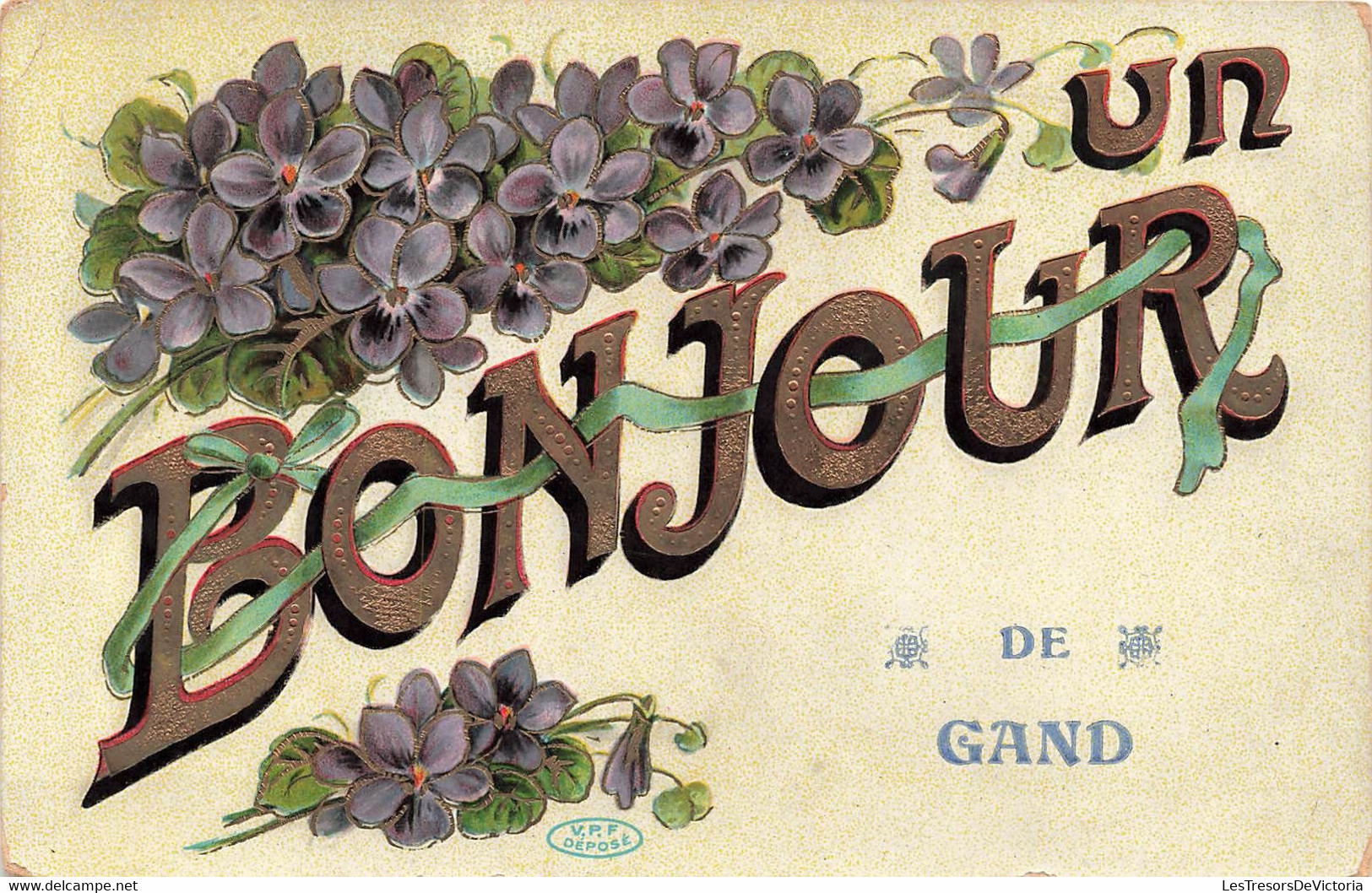 CPA Un Bonjour De Gand - Gent - Carte Fleurie - Carte Circulée Et Oblitérée A Gand - Gent