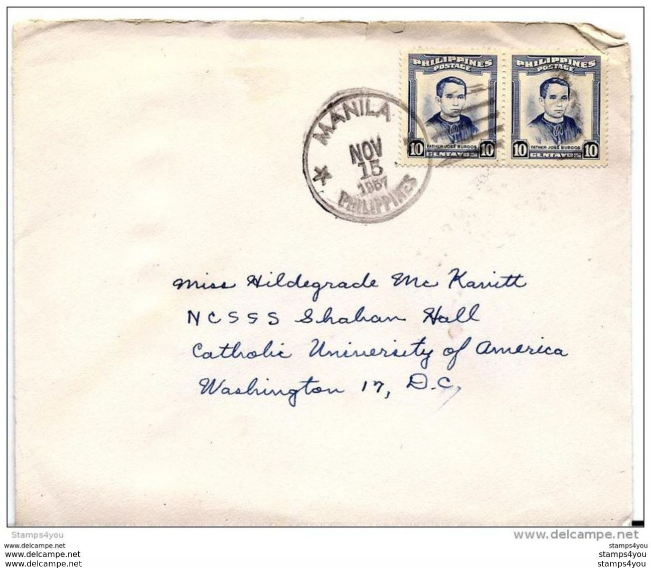 37 - 95 - Enveloppe Envoyée De Manila Aux USA  1957 - Filipinas