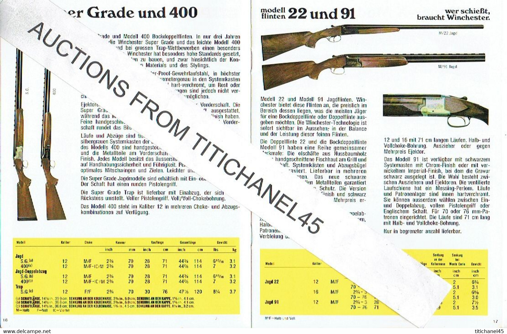 ARMES - MUNITIONS - WINCHESTER Original catalog 1976 Waffen und munition 40 pages