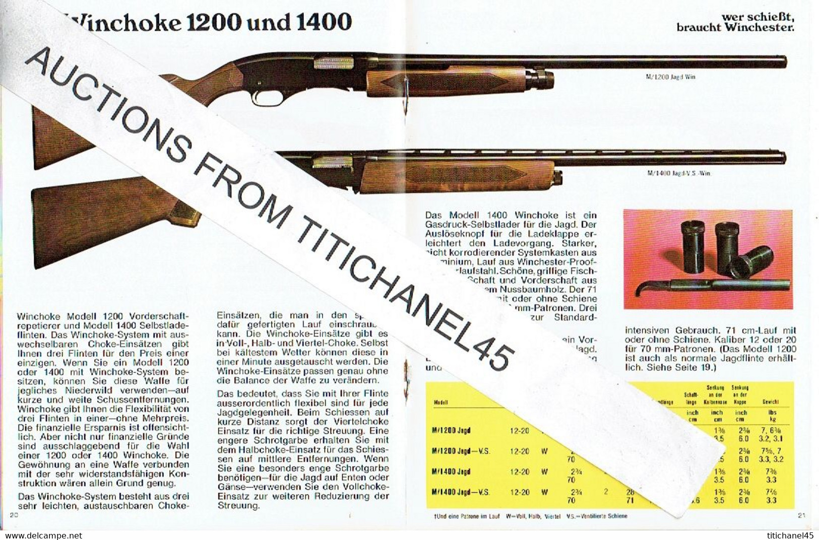 ARMES - MUNITIONS - WINCHESTER Original catalog 1976 Waffen und munition 40 pages