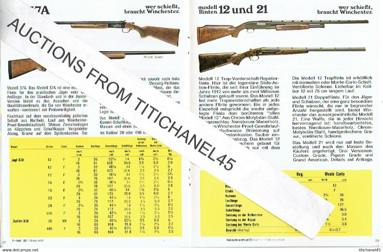 ARMES - MUNITIONS - WINCHESTER Original catalog 1976 Waffen und munition 40 pages