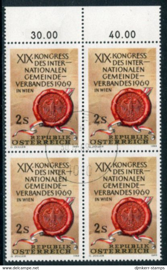 AUSTRIA 1969 Local Authorities' Congress Block Of 4 Used.   Michel 1303 - Oblitérés