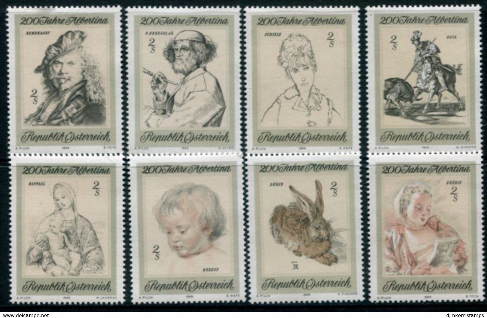 AUSTRIA 1969 Albertina Art Collection MNH / **..   Michel 1307-14 - Ungebraucht