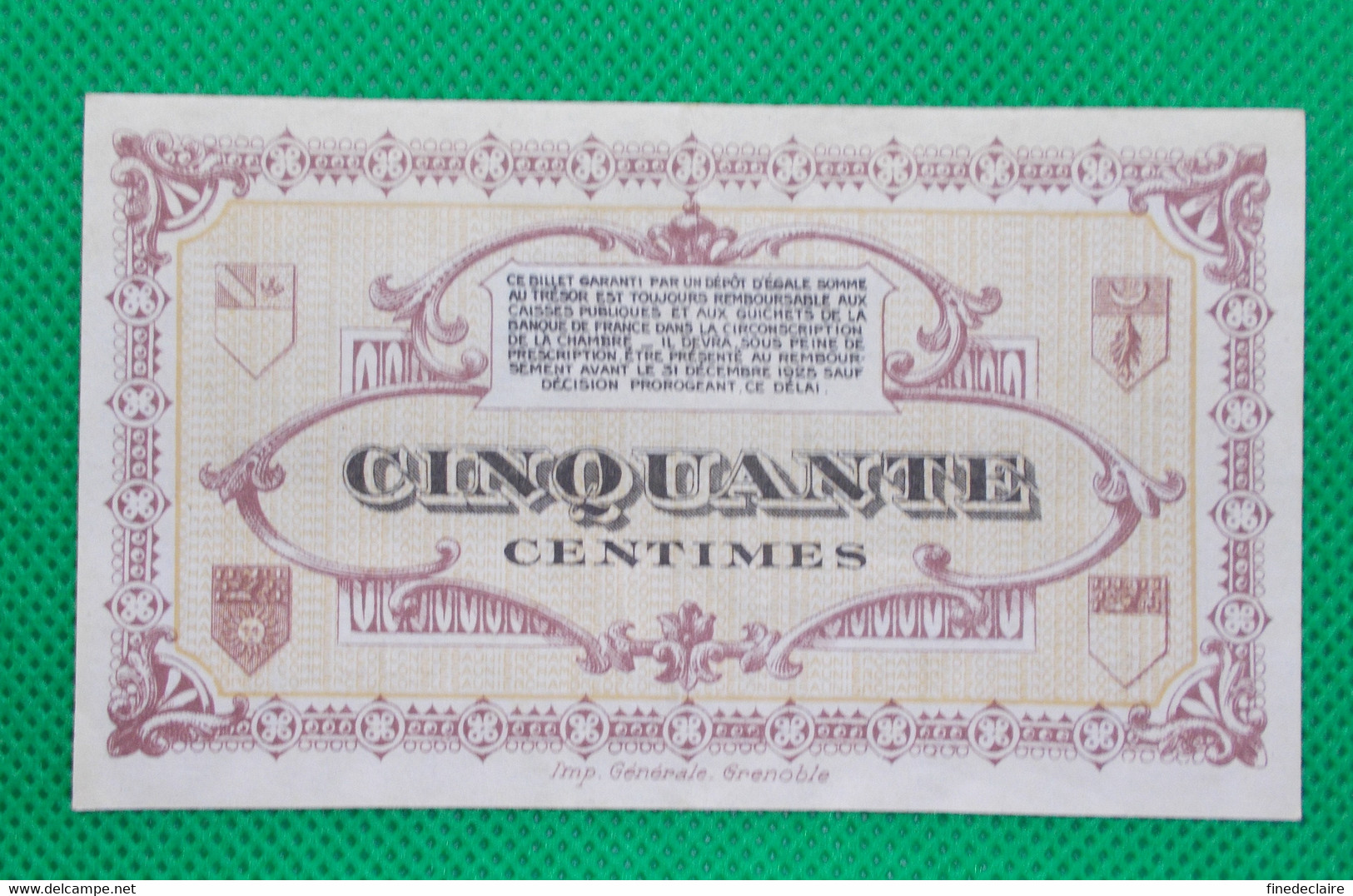 Billet Chambre De Commerce De Lons Le Saunier - Cinquante Centimes - Série: C-H - Sans Filigrane - 31 Décembre 1925 - Chambre De Commerce