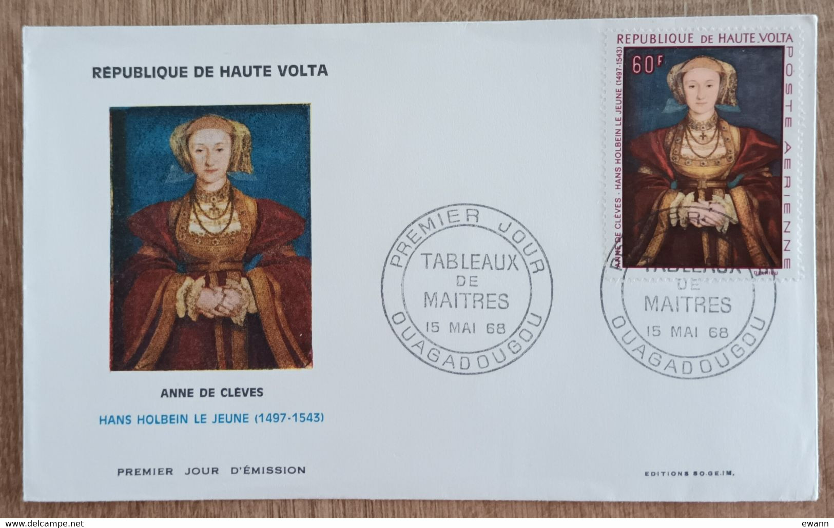 Haute Volta - FDC 1968 - YT Aérien N°50 - Tableaux De Maîtres / Hans Holbein Le Jeune - Haute-Volta (1958-1984)